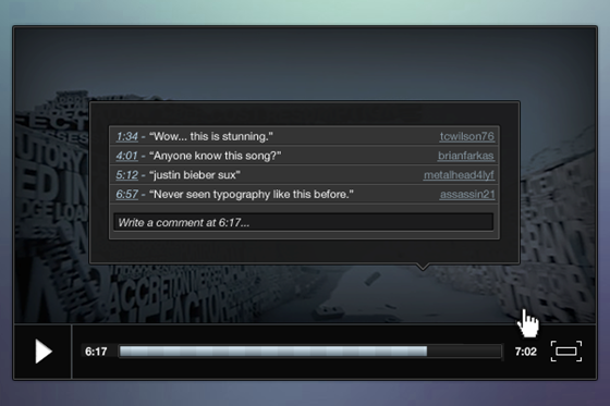 User Interface/User Experience: Video player concept with real-time commenting